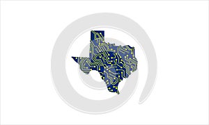 Texas  electronic circut country map tech networking  icon logo design illustration symbol photo