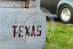 Texas Cut out from Bumper of Old School Hot Rod