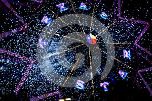 Texas Ferris Wheel and fireworks at night