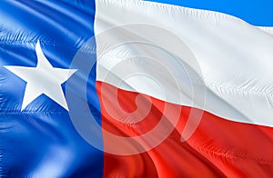 Texas flag. 3D Waving USA state flag design. The national US symbol of Texas state, 3D rendering. National colors and National