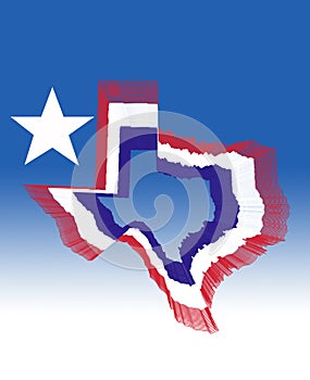 The Texas flag and map is the official symbol of the state of the lonely star, named for the only star of the red, photo