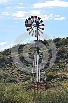 Texas flag painted on a windmill in South Texas