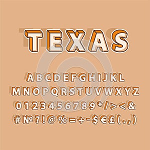 Texas header vintage 3d vector alphabet set