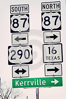 Texas Hill Country Highway Signs to Kerrville