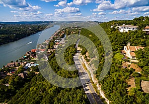Texas Hill Country Mount Bonnell Road to Texas Aerial over Austin photo
