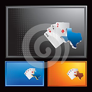 Texas hold em on multicolored halftone ads photo