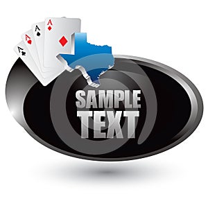 Texas hold em playing cards on silver swoosh icon