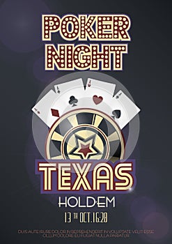 Texas Hold'em poker night invitation poster or banner template