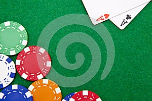 Texas holdem pocket aces on a casino table