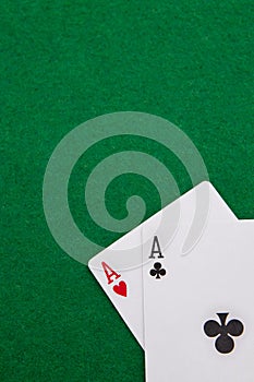 Texas holdem pocket aces on casino table