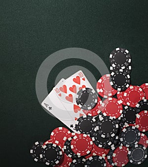 Texas holdem poker cards and Casino chips photo