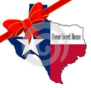 Texas Home Sweet Home Map Outline and Flag