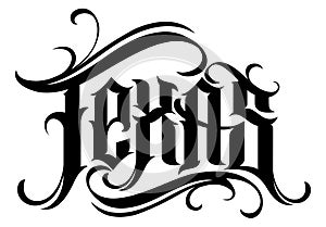 Texas lettering in modern tattoo style