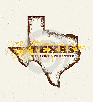 Texas The Lone Star USA State Creative Vector Concept On Natural Paper Background