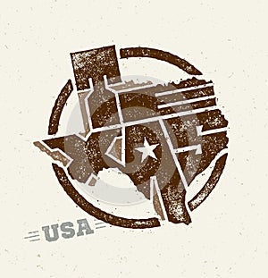 Texas The Lone Star USA State Creative Vector Concept On Natural Paper Background