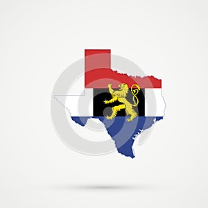 Texas map in Benelux Union flag colors, editable vector