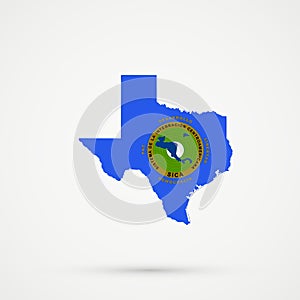 Texas map in Central American Integration System SICA flag colors, editable vector photo