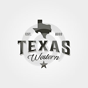 Texas map logo vintage vector symbol illustration design