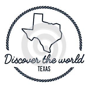 Texas Map Outline. Vintage Discover the World.