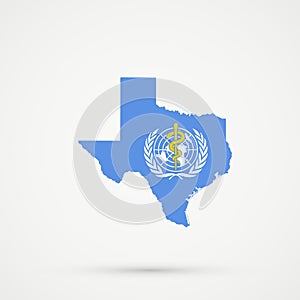 Texas map in World Health Organization WHO flag colors, editable vector