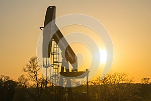 Texas Oil Well Against Setting Sun II