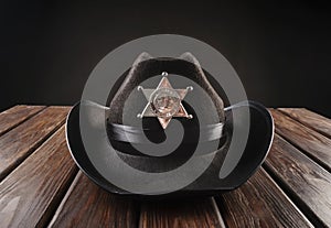 Texas police sheriff`s hat in western style