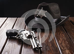 Texas police sheriff`s hat in western style photo