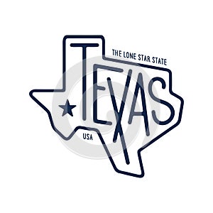 Texas related t-shirt design. The lone star state. Vintage vector illustration.