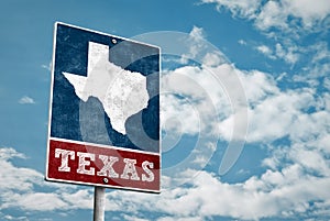 Texas road sign in vintage design photo