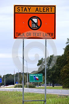 Texas road sign warning about cellphones
