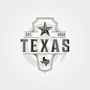 Texas stars and map logo vintage symbol illustration design