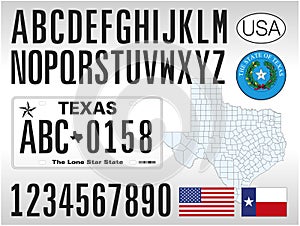 Texas state car license plate, USA