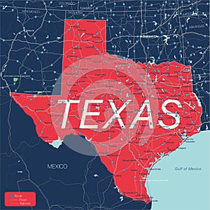 Texas state detailed editable map