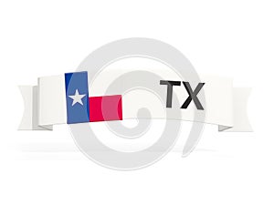 Texas state flag on banner with postal abbreviation isolated on