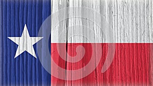 Texas state flag on dry wooden surface. Bright background or wallpaper made of old wood with the symbol of one of the American