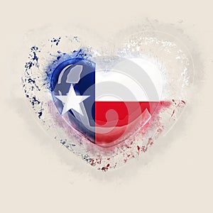 Texas state flag on a grunge heart. United states local flags