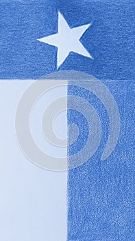 Texas state flag. Light patriotic textured background. Symbol of one of the American states. Lone Star State. Blue tinted vertical