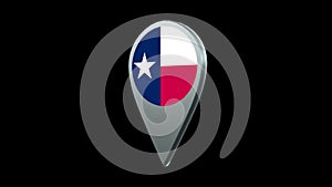 Texas State Flag Location Map Marker Pin With Alpha Channel Looped