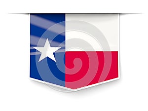 Texas state flag square label with shadow. United states local f