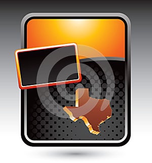 Texas state icon on orange stylized advertisement