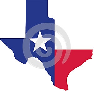 Texas state map with flag