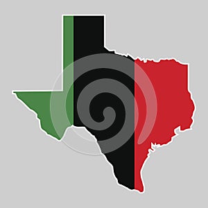 Texas state map with juneteenth flag