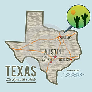 texas state map. Vector illustration decorative design