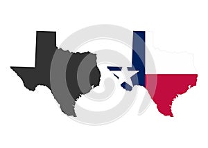 Texas state of USA. Texas flag and territory. States of America territory on white background. Separate states. Vector