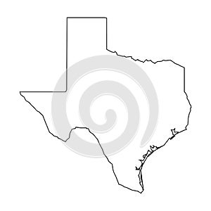 Texas, state of USA - solid black outline map of country area. Simple flat vector illustration