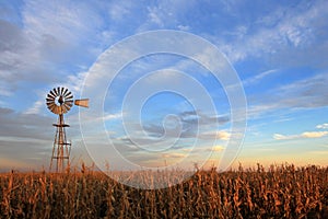 Texas style westernmill windmill at sunset, Argentina