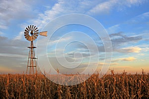 Texas style westernmill windmill at sunset, Argentina