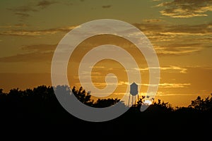 Texas sunset and water tower