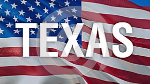 Texas text American flag. 3d United States American Flag. US American Flags Close Up. US US Flag Motion HD resolution USA