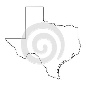 Texas TX State Border USA Map Outline